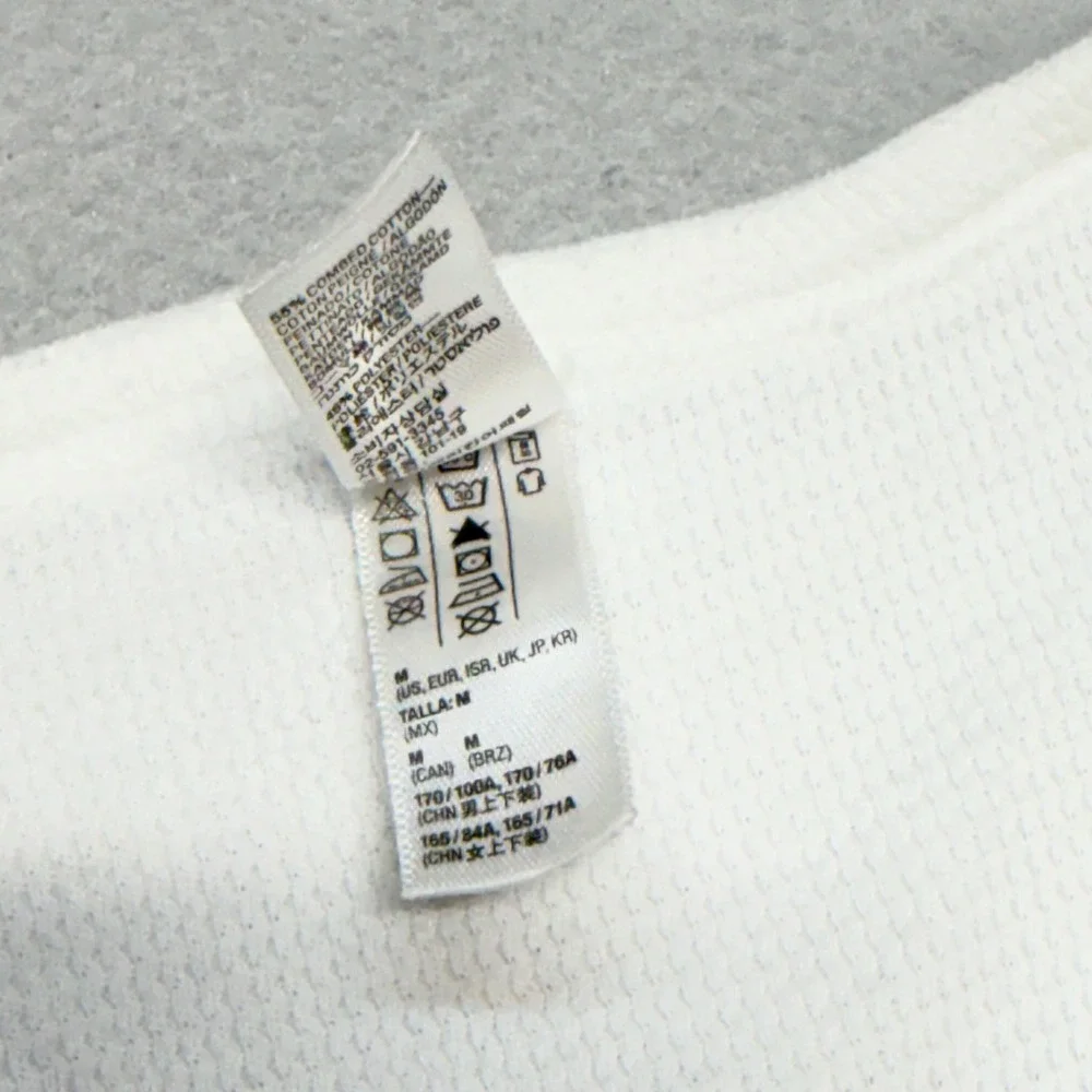 SoBe American Apparel Henley Mens Shirt Medium White Waffle Knit USA VTG